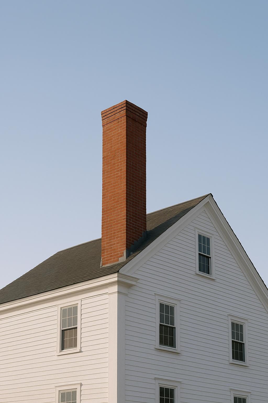 Brick chimney on a colonial house (illustration)